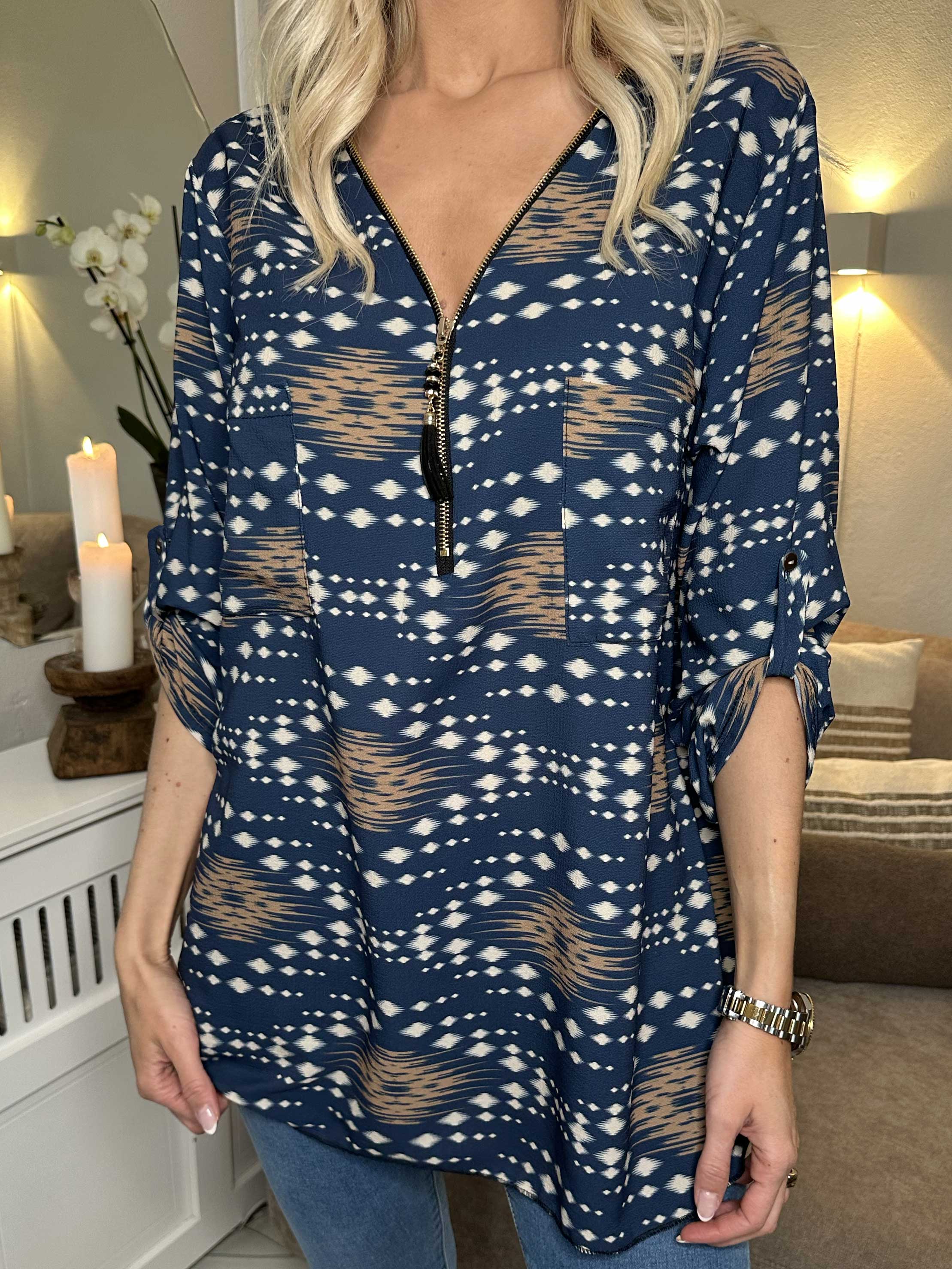 Claudia Pattern - Tunika med print og lynlås